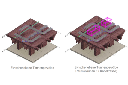 Ovalrohre Hohenzollerngruft Berliner Dom Visualisierung der Ovalrohre in der Zwischendecke über dem Tonnengewölbe.